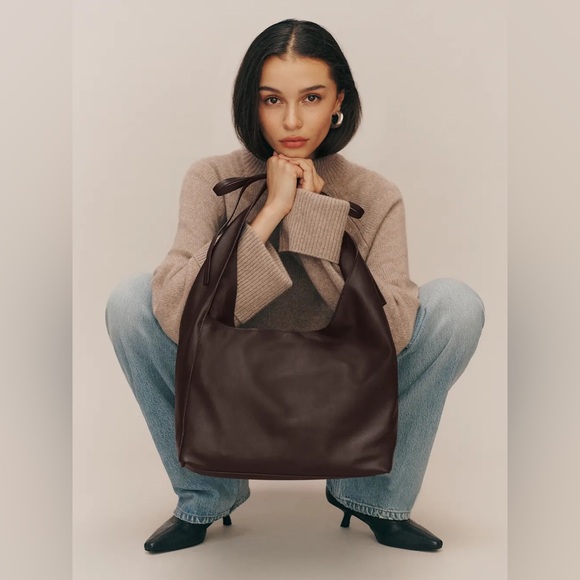 Reformation Medium Vittoria Tote Bag NWT in Tobacco Leather - Picture 3 of 4